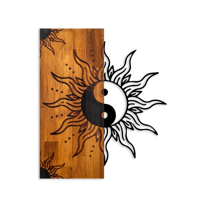 Wallity Yin Yang Escultura de Pared en Madera y Metal